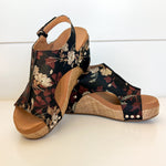 Carley Wedge • Black Tan Floral