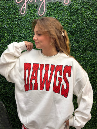 Dawgs Polka Dot Crewneck • White