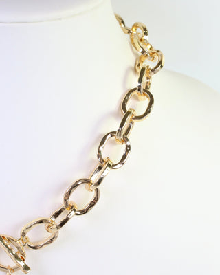 Athena Hammered Cross Toggle Necklace • Gold