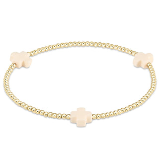 Signature Cross 2mm Gold Bracelet • Off White