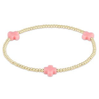 Signature Cross 2mm Gold Bracelet • Pink