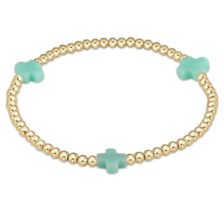 Signature Cross 2mm Gold Bracelet • Turquoise