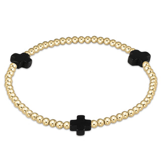 Signature Cross 3mm Gold Bracelet • Onyx
