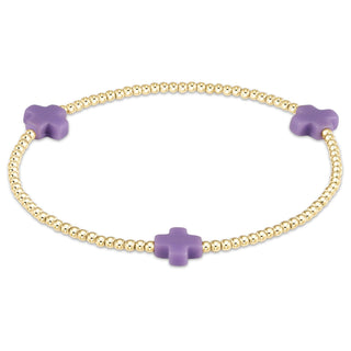 Signature Cross Gold Pattern 2mm Bead Bracelet • Purple