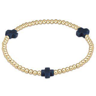 Signature Cross 3mm Gold Bracelet • Navy