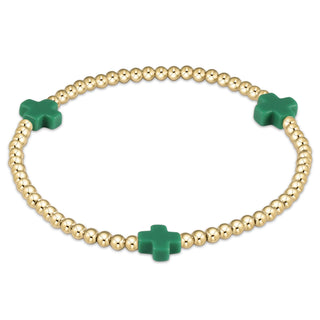 Signature Cross 3mm Gold Bracelet • Emerald