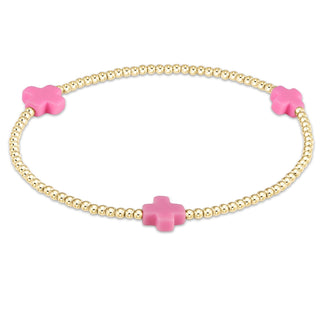 Signature Cross 2mm Gold Bracelet • Bright Pink