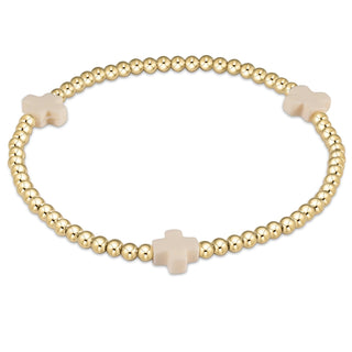 Signature Cross 3mm Gold Bracelet • Off White