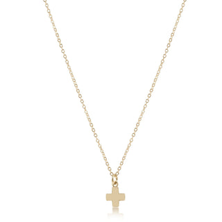 16" Necklace Gold • Signature Cross Small Gold Charm