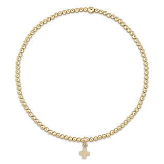 Classic Gold 2mm Bracelet • Signature Cross Small Gold Charm