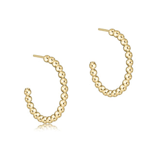 Beaded Classic 1" Post Hoop • 2mm Gold