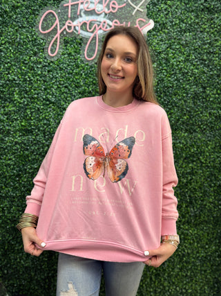 Made New Butterfly Sweatshirt • Pink