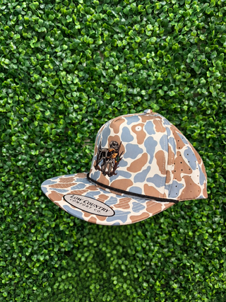 Lab Duck 5 Panel Hat • Blue Old School Camo Rope