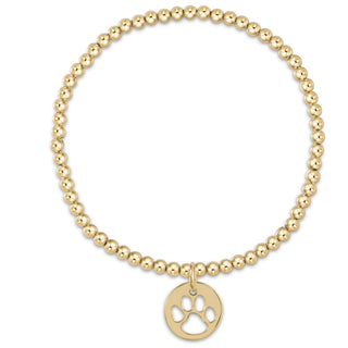 Classic Gold 3mm Bracelet • Paw Print Gold Disc