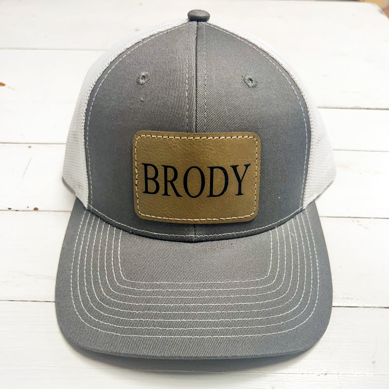Kid's Name Personalized • Leather Patch Hat
