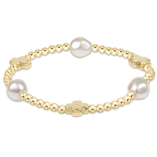 Signature Cross Admire Pearl Pattern 3mm Bead Bracelet • Gold