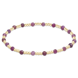 Gemstone Gold Sincerity Pattern 3mm Bead Bracelet • Ruby