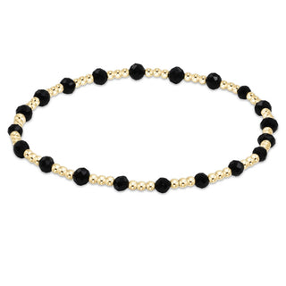 Gemstone Gold Sincerity Pattern 3mm Bead Bracelet • Faceted Onyx