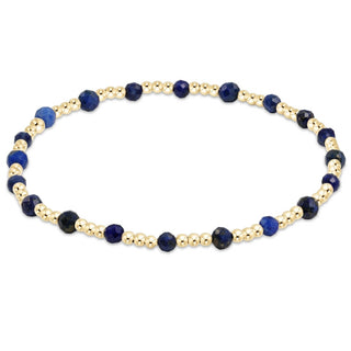 Gemstone Gold Sincerity Pattern 3mm Bead Bracelet • Lapis