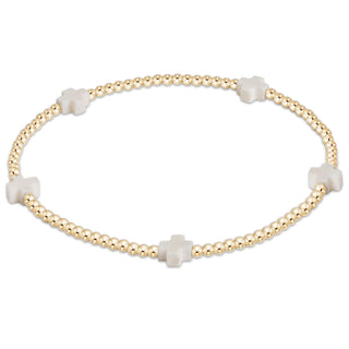 egirl Signature Cross Small 2mm Gold Bracelet • Off-White