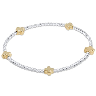 Signature Cross Small 2mm Mixed Metal Bracelet • Gold