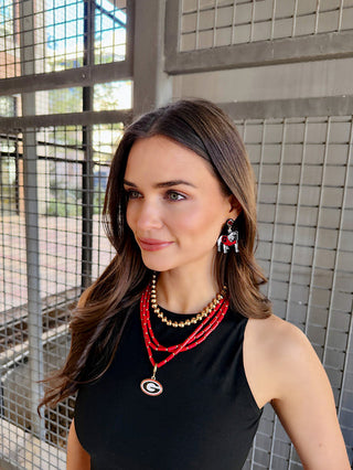 Georgia Bulldogs Multi-Strand Beaded Logo Necklace