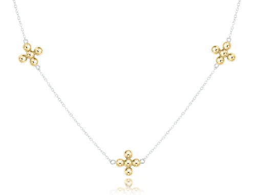 17" Choker Simplicity Chain Sterling Mixed Metal• Signature Cross Gold