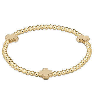 Signature Cross Gold Pattern 3mm Bead Bracelet • Gold