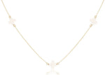 15" Choker Simplicity Chain Sterling• Signature Cross Gold • Off White