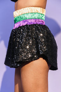 Colorblock Sequin Skort • Black