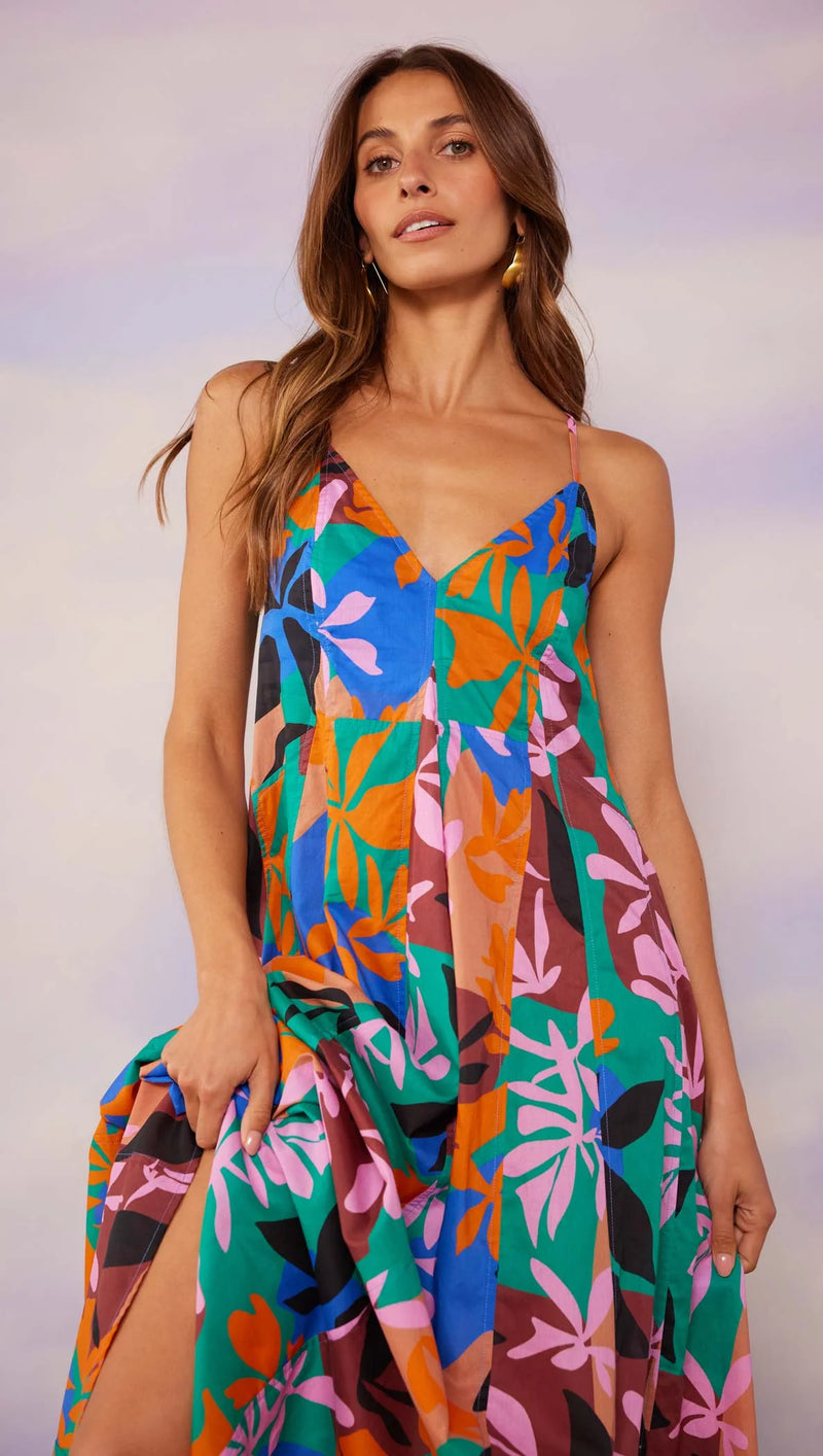 Ananya Strappy Tent Midi Dress • Abstract