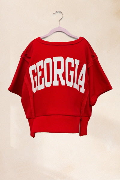 Youth • Georgia printed Oversized SS Pullover • Red