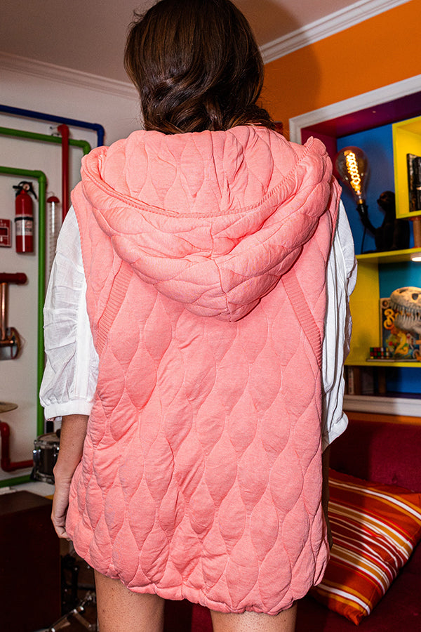 Quilted Hooded Vest • Coral