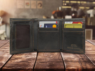 UGA Burnished Leather Tri-Fold Wallet