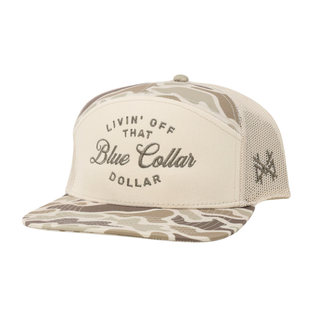 Blue Collar Dollar Trucker Hat • 7 Panel Field Camo