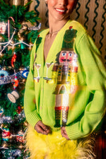 QOS Pale Green Martini Nutcracker Cardigan