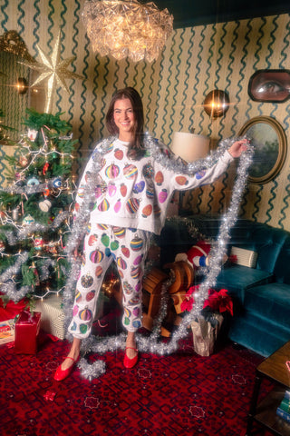 QOS Grey Scattered Multi Ornament Sweatshirt