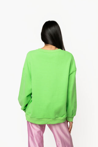 QOS Bright Green Colorful Shopping Santa Sweatshirt