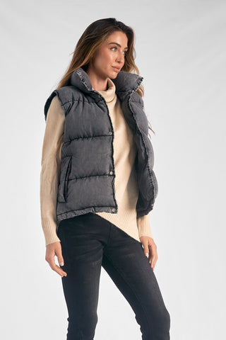 Zendaya Puffer Vest • Black Wash