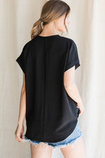 Go With The Flow V Neck Top • Black