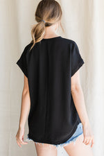 Go With The Flow V Neck Top • Black