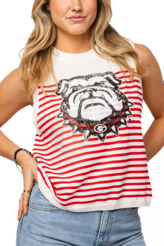 QOS Licensed UGA Mascot Striped Tank