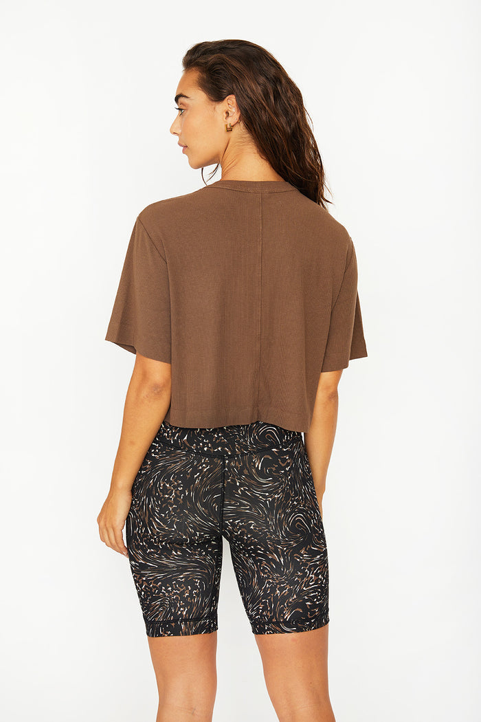 Karen Oversized Short Sleeve Cropped Tee • Mocha