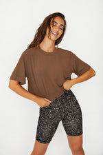 Karen Oversized Short Sleeve Cropped Tee • Mocha