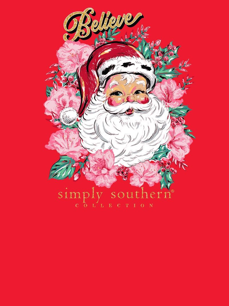 Youth • Floral Santa LS Tee • Red