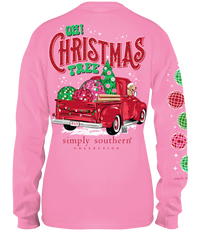 Youth • Christmas Truck LS Tee • Flamingo