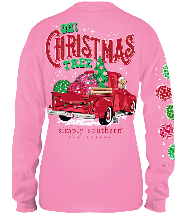 Youth • Christmas Truck LS Tee • Flamingo