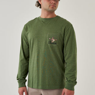Long Sleeve Tee • Ducks Flying In Heather Olive