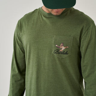 Long Sleeve Tee • Ducks Flying In Heather Olive