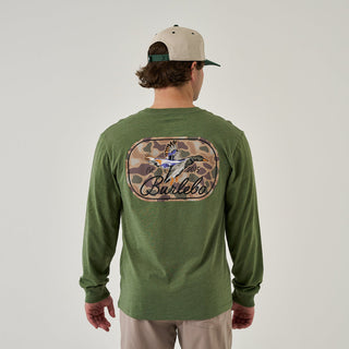 Long Sleeve Tee • Ducks Flying In Heather Olive